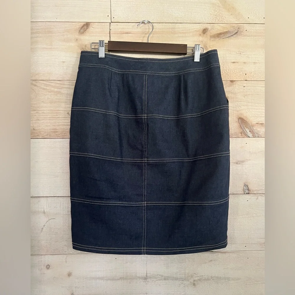 NWOT Doncaster Denim Skirt Full Front Zip Dark Wash 8 - Picture 4 of 4